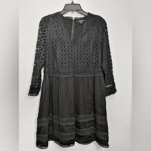 Super Nice ALLSAINTS Black Eyelet Lace Silo Dress Womens US Size 10